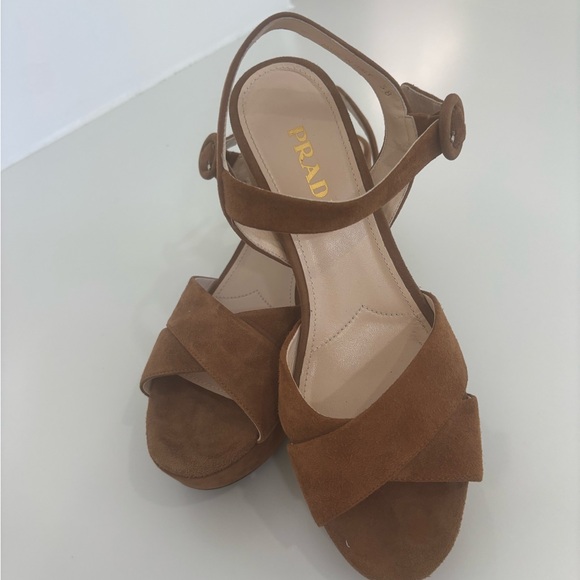 Prada Women's Brown Suede Sandals - Picture 1 of 4